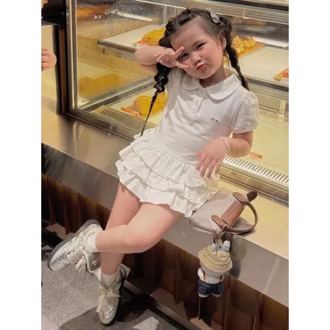 Váy cho bé gái, váy polo cổ sen 2 tầng thanh lịch cho bé gái 9-26kg