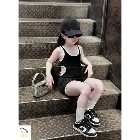 Đồ bơi bé gái, set bikini liền thân Cut Out 2 bên eo cho bé 10-30kg