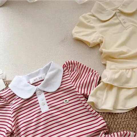 Váy cho bé gái, váy polo cổ sen 2 tầng thanh lịch cho bé gái 9-26kg