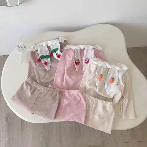 Quần áo thu đông bé gái, set bộ áo len thỏ cổ ren tai thỏ kèm quần cho bé gái 8-22kg
