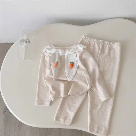 Quần áo thu đông bé gái, set bộ áo len thỏ cổ ren tai thỏ kèm quần cho bé gái 8-22kg