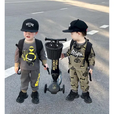 Quần áo thu đông bé trai, set bộ dài tay Batman giữ ấm cho bé size 8-26kg