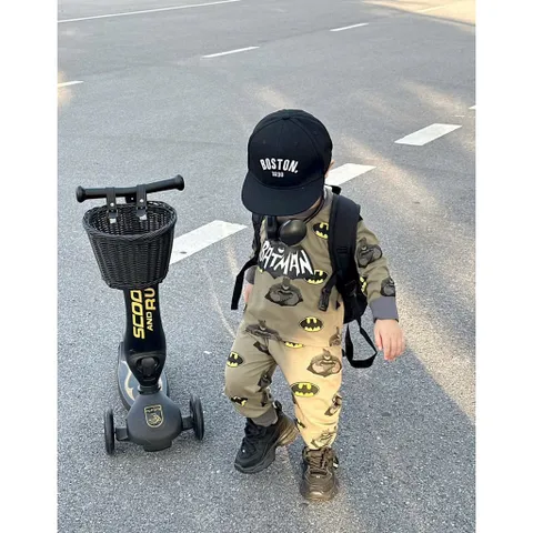 Quần áo thu đông bé trai, set bộ dài tay Batman giữ ấm cho bé size 8-26kg