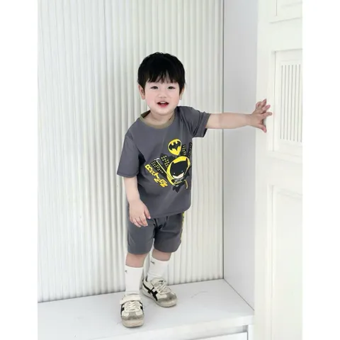 Quần áo bé trai, set bộ quần áo cộc tay chất cotton hoạ tiết Batman cho bé từ 8-26kg