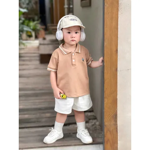 Áo polo bé trai, áo polo 3 màu hoạ tiết hình thêu cho bé 9-24kg