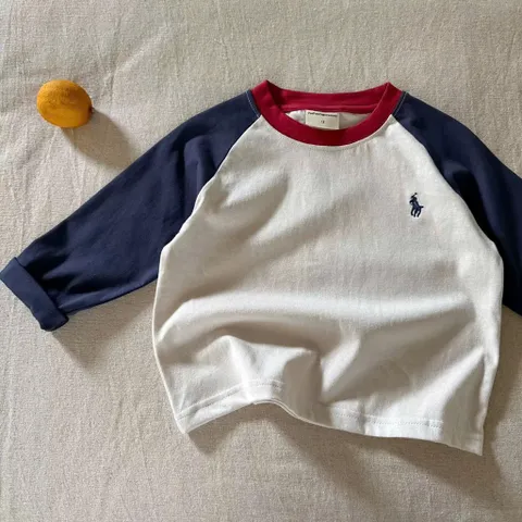 Áo thun bé trai, áo thun dài tay Raglan thêu ngựa cho bé 7-27kg