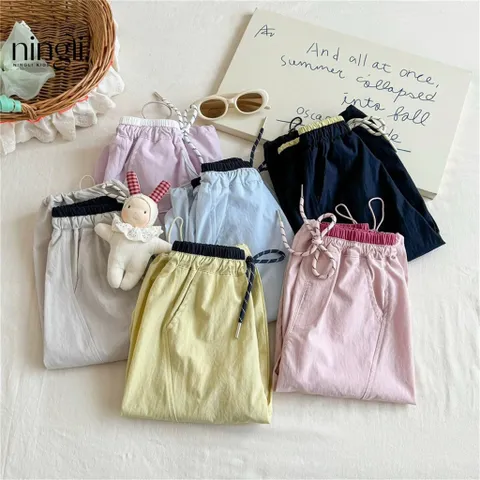 Quần dài bé gái, quần gió dáng bom 6 màu cho bé gái size 8-26kg