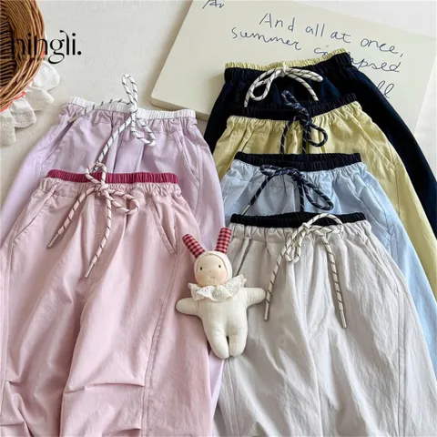 Quần dài bé gái, quần gió dáng bom 6 màu cho bé gái size 8-26kg