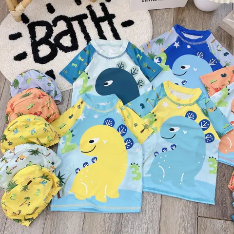 Đồ bơi bé trai, set đồ bơi 3ct: áo, quần và mũ bơi KL cho bé