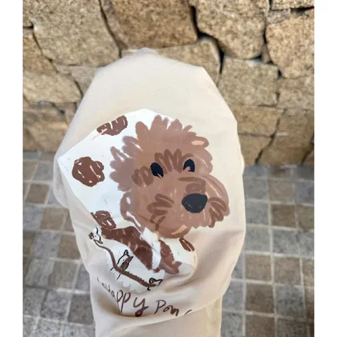 Đồ bộ cotton bé gái, set bộ áo cộc tay hoạ tiết chú chó lông xù lết hợp quần legging đùi cho bé 9-26kg