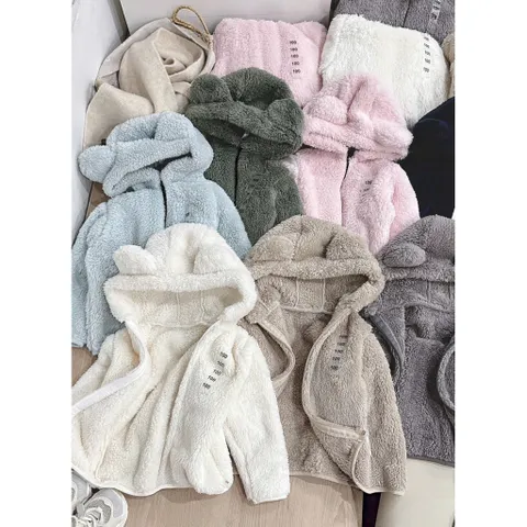 Áo khoác lông tai gấu dày dặn, ấm áp cho bé trai và bé gái 8-20kg