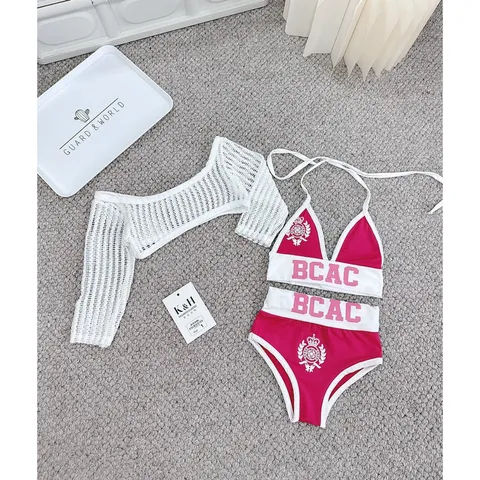 Đồ bơi bé gái, set 3ct: bộ bikini 2 mảnh và áo lưới cho bé 10-30kg