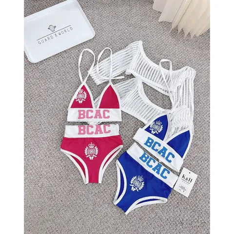 Đồ bơi bé gái, set 3ct: bộ bikini 2 mảnh và áo lưới cho bé 10-30kg