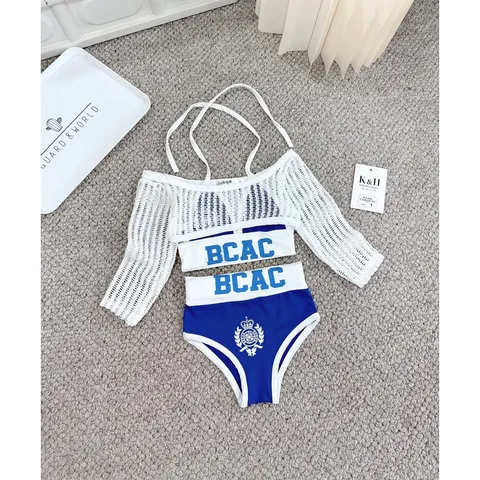 Đồ bơi bé gái, set 3ct: bộ bikini 2 mảnh và áo lưới cho bé 10-30kg