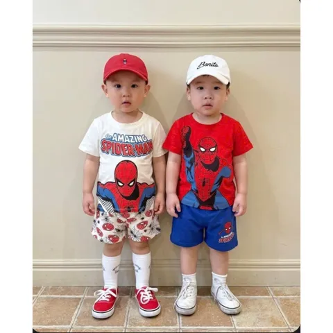 Quần áo bé trai, set bộ cộc tay chất cotton hoạ tiết người nhện Amazing cho bé 9-26kg
