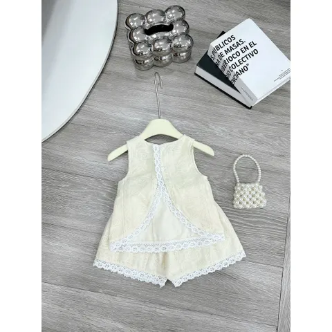Quần áo bé gái, set bộ ren đi biển xinh xắn, mát mẻ, dễ thương cho bé 10-30kg