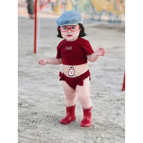 Đồ bơi bé gái, set bộ bikini 2 mảnh CAZY cho bé 10-35kg