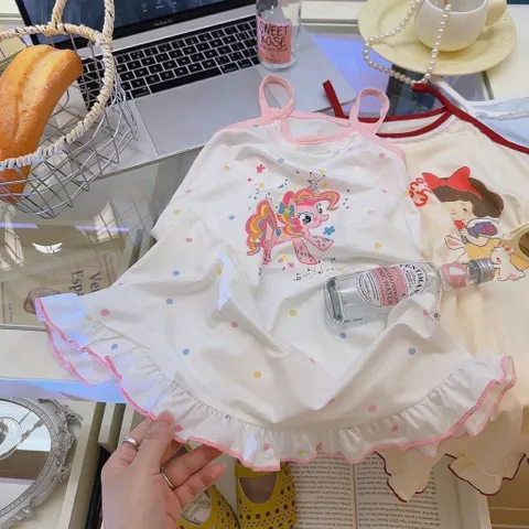 Váy cho bé gái, Váy 2 dây bé gái cotton mềm mát họa tiết nàng Bạch Tuyết dễ thương cho bé 8-25kg