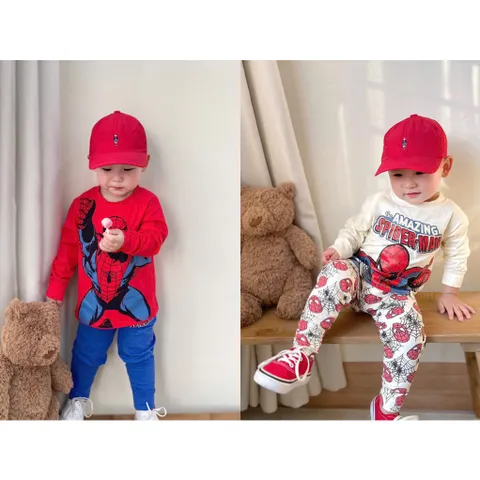 Quần áo bé trai, set bộ dài tay thu đông người nhện mẫu mới cho bé 9-24kg