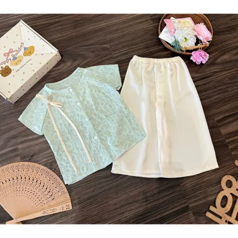 Quàn áo bé gái, set bộ lụa bà ba mềm mại phong cách truyền thống dễ thương size 9-26kg