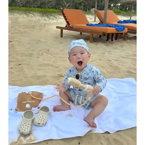 Đồ bơi bé trai, set đồ bơi 3ct: áo dài tay, quàn đùi và mũ bơi hoạ tiết động vật biển cho bé 7-24kg