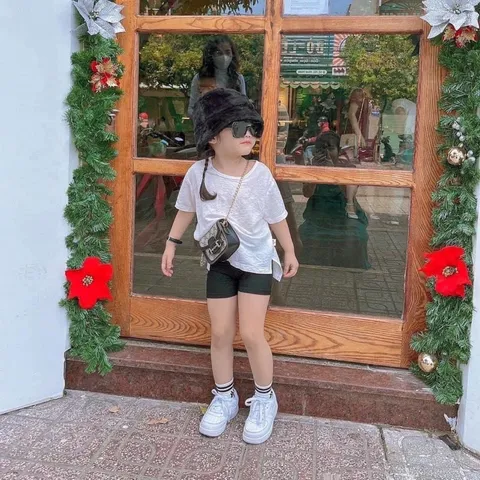 Quần đùi bé gái, quần legging đùi chất cotton zip cho bé 10-30kg