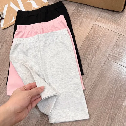 Quần đùi bé gái, quần legging đùi chất cotton zip cho bé 10-30kg