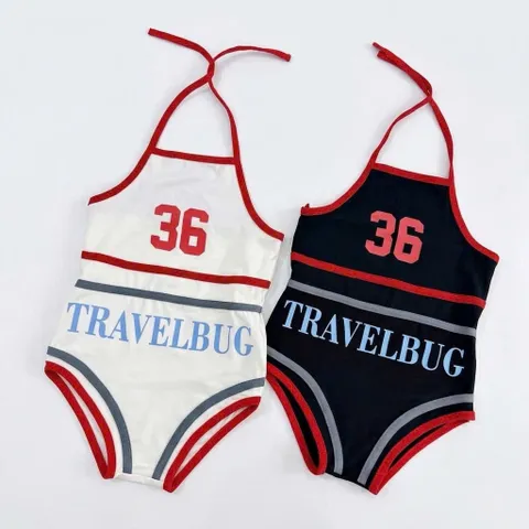 Đồ bơi bé gái, bikini liền thân hoạ tiết Travelbug nổi bật cho bé 10-23kg