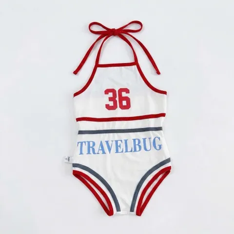 Đồ bơi bé gái, bikini liền thân hoạ tiết Travelbug nổi bật cho bé 10-23kg