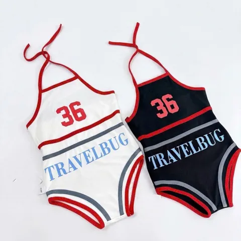 Đồ bơi bé gái, bikini liền thân hoạ tiết Travelbug nổi bật cho bé 10-23kg