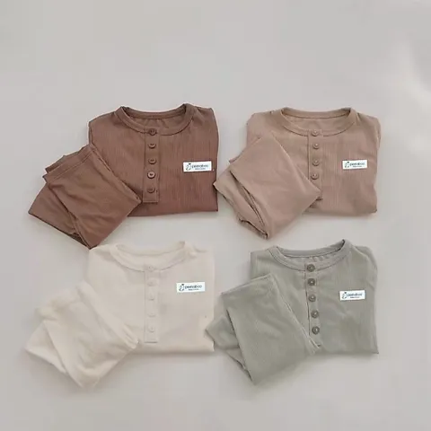 Quần áo thu đông bé trai, bé gái, set bộ tăm lạnh 5 cúc HB cho bé