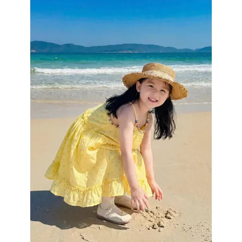 Váy cho bé gái, set váy Maxi ren hoa TẶNG KÈM MŨ cho bé 10-30kg