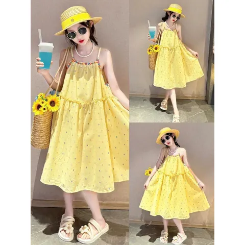 Váy cho bé gái, set váy Maxi ren hoa TẶNG KÈM MŨ cho bé 10-30kg