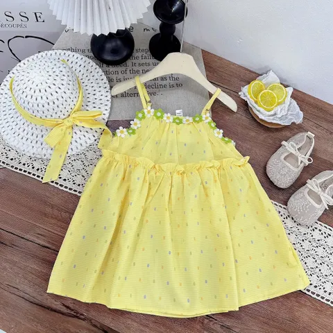 Váy cho bé gái, set váy Maxi ren hoa TẶNG KÈM MŨ cho bé 10-30kg