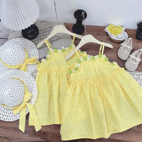 Váy cho bé gái, set váy Maxi ren hoa TẶNG KÈM MŨ cho bé 10-30kg