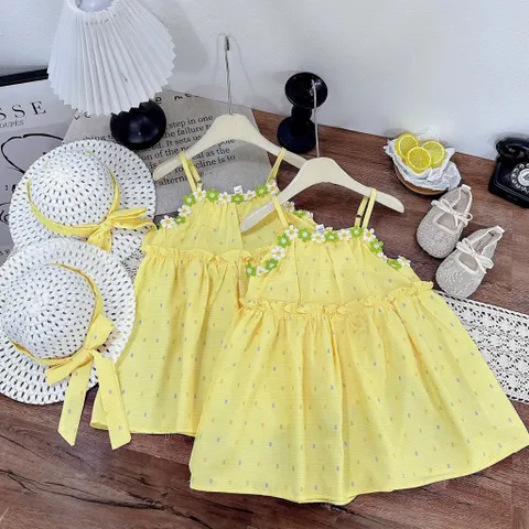 Váy cho bé gái, set váy Maxi ren hoa TẶNG KÈM MŨ cho bé 10-30kg