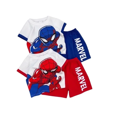 Quần áo bé trai, set bộ cộc tay chất cotton siêu anh hùng người nhện xịn sò cho bé