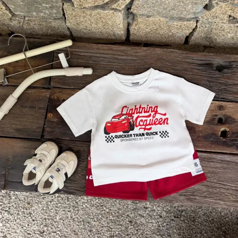 Quần áo bé trai, bộ đồ bé trai Lightning McQueen cộc tay chất cotton loại 1 cho bé 9-27kg
