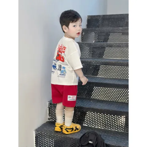 Quần áo bé trai, bộ đồ bé trai Lightning McQueen cộc tay chất cotton loại 1 cho bé 9-27kg