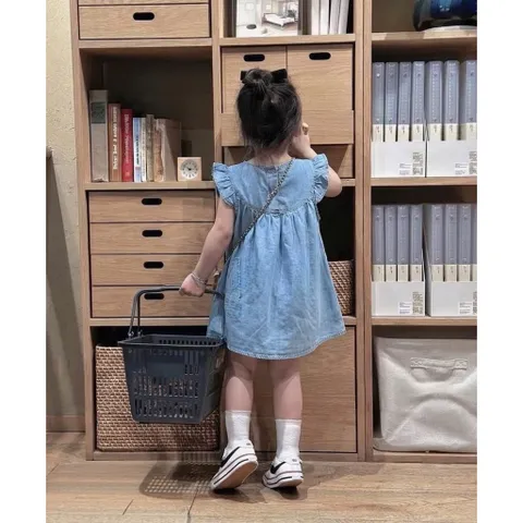 Váy cho bé gái, váy jean baby doll cánh tiên cho bé 10-30kg