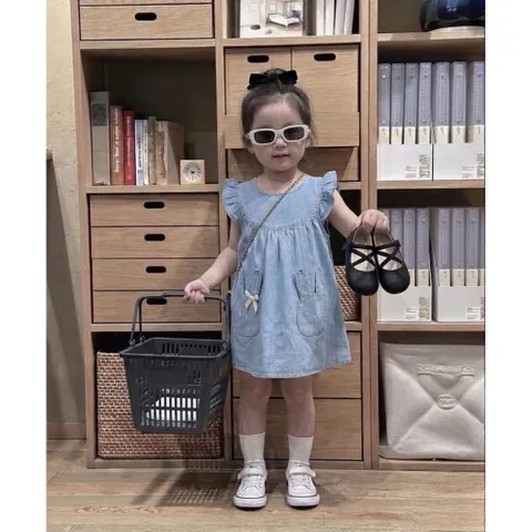 Váy cho bé gái, váy jean baby doll cánh tiên cho bé 10-30kg