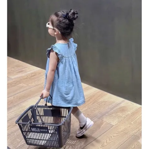 Váy cho bé gái, váy jean baby doll cánh tiên cho bé 10-30kg