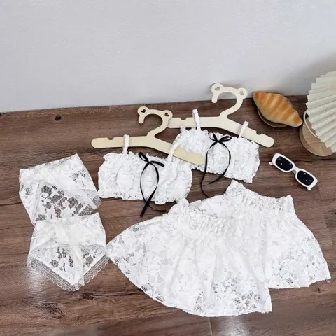 Bikini cho bé gái, set đồ bơi 3ct: bộ bơi 2 mảnh kèm khăn turban cho bé 10-30kg