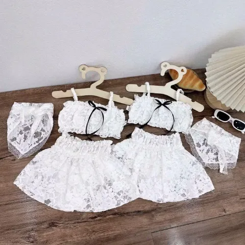 Bikini cho bé gái, set đồ bơi 3ct: bộ bơi 2 mảnh kèm khăn turban cho bé 10-30kg