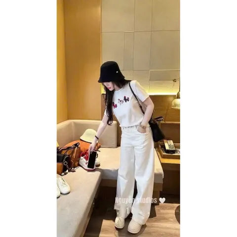 Áo phông mẹ và bé, áo cotton thêu đâp 3 chú ngựa size 9-65kg