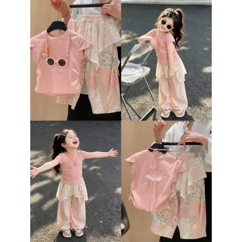 Quần áo bé gái, set bộ áo cotton zip hồng kết hợp quần suông thô đũi phong cách Hàn Quốc size 8-36kg