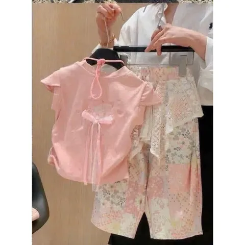 Quần áo bé gái, set bộ áo cotton zip hồng kết hợp quần suông thô đũi phong cách Hàn Quốc size 8-36kg