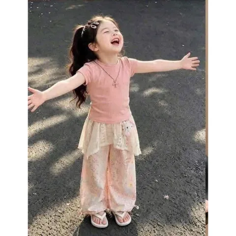 Quần áo bé gái, set bộ áo cotton zip hồng kết hợp quần suông thô đũi phong cách Hàn Quốc size 8-36kg