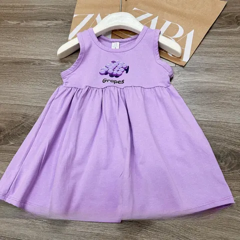 Váy bé gái, váy cotton sát nách họa tiết dễ thương cho bé 10-35kg