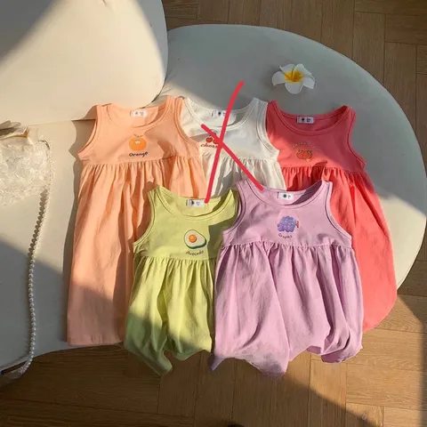Váy bé gái, váy cotton sát nách họa tiết dễ thương cho bé 10-35kg
